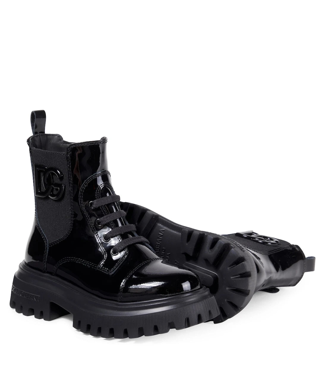Dolce&Gabbana Kids - DG patent leather combat boots