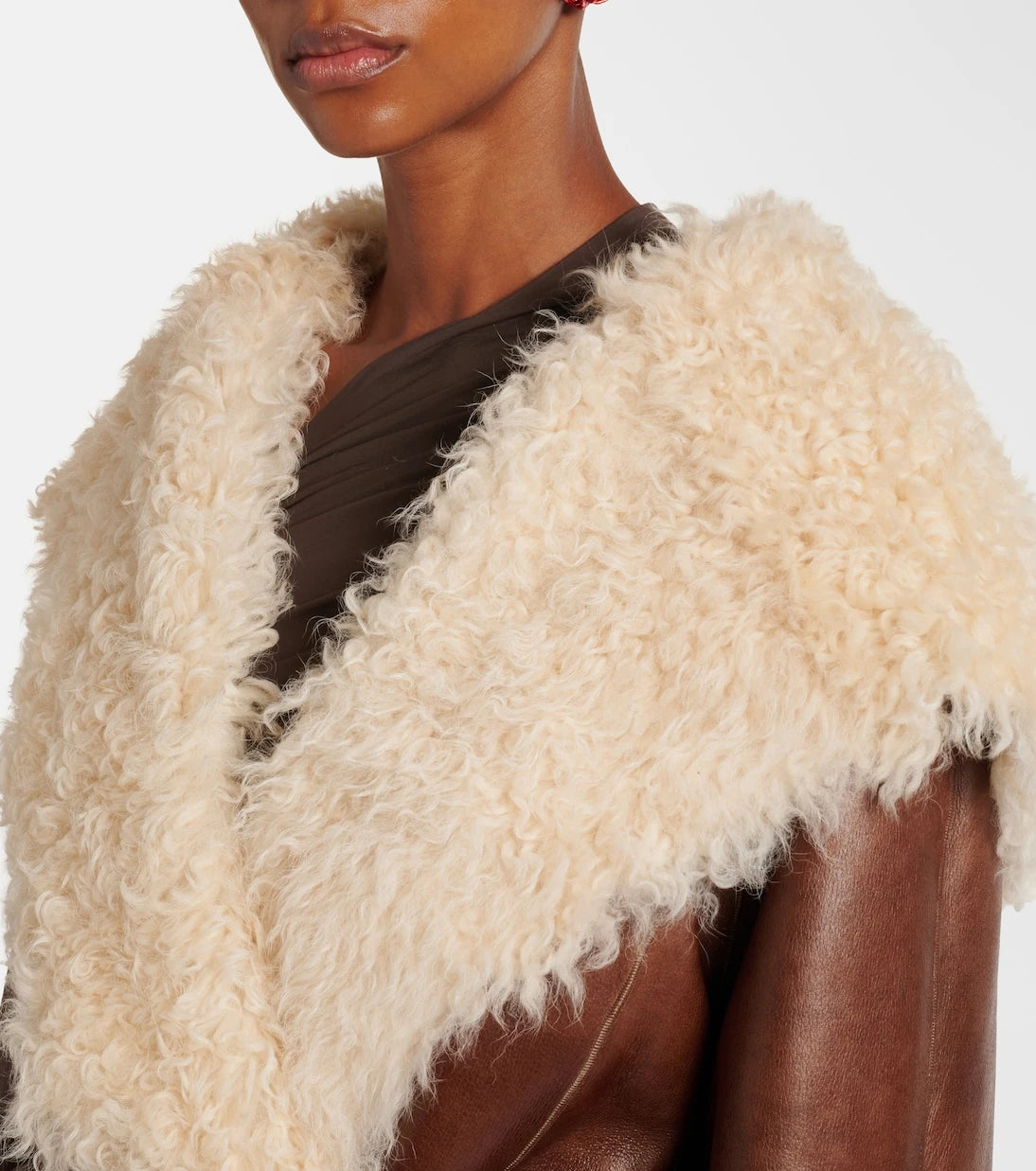 Magda Butrym - Shearling-trimmed leather jacket