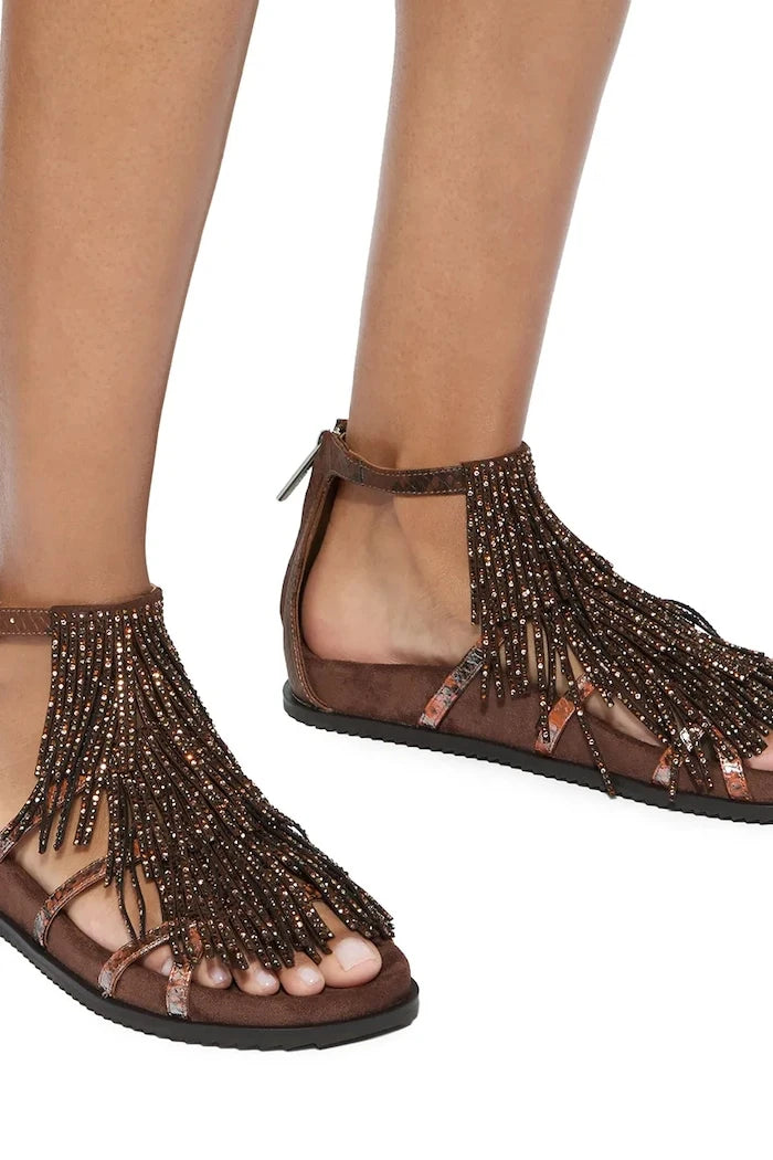 Kurt Geiger London Kadın Fringe Flat Sandal