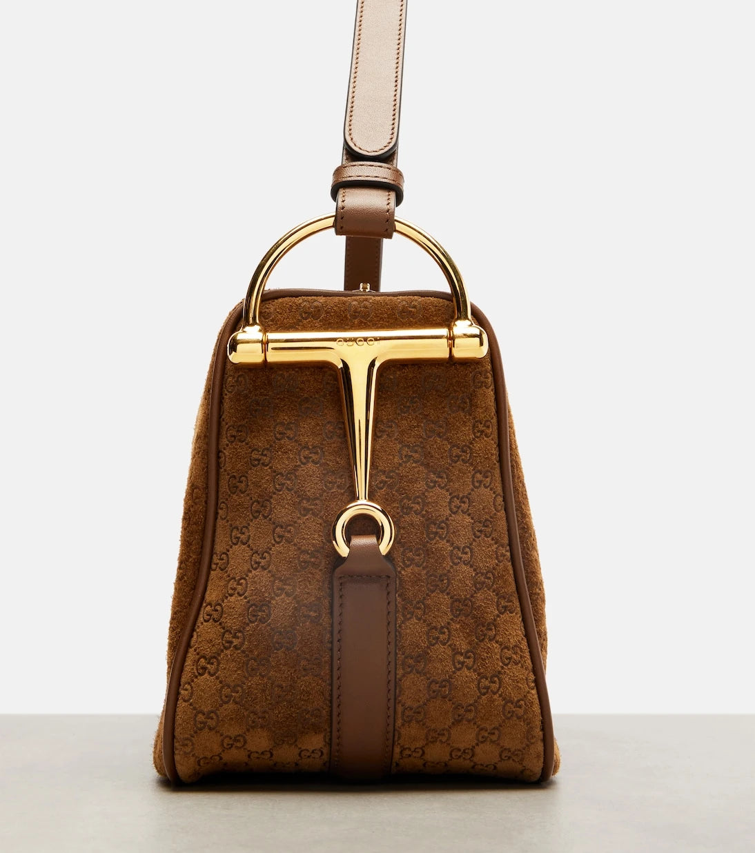 Gucci - Half Horsebit Medium suede shoulder bag