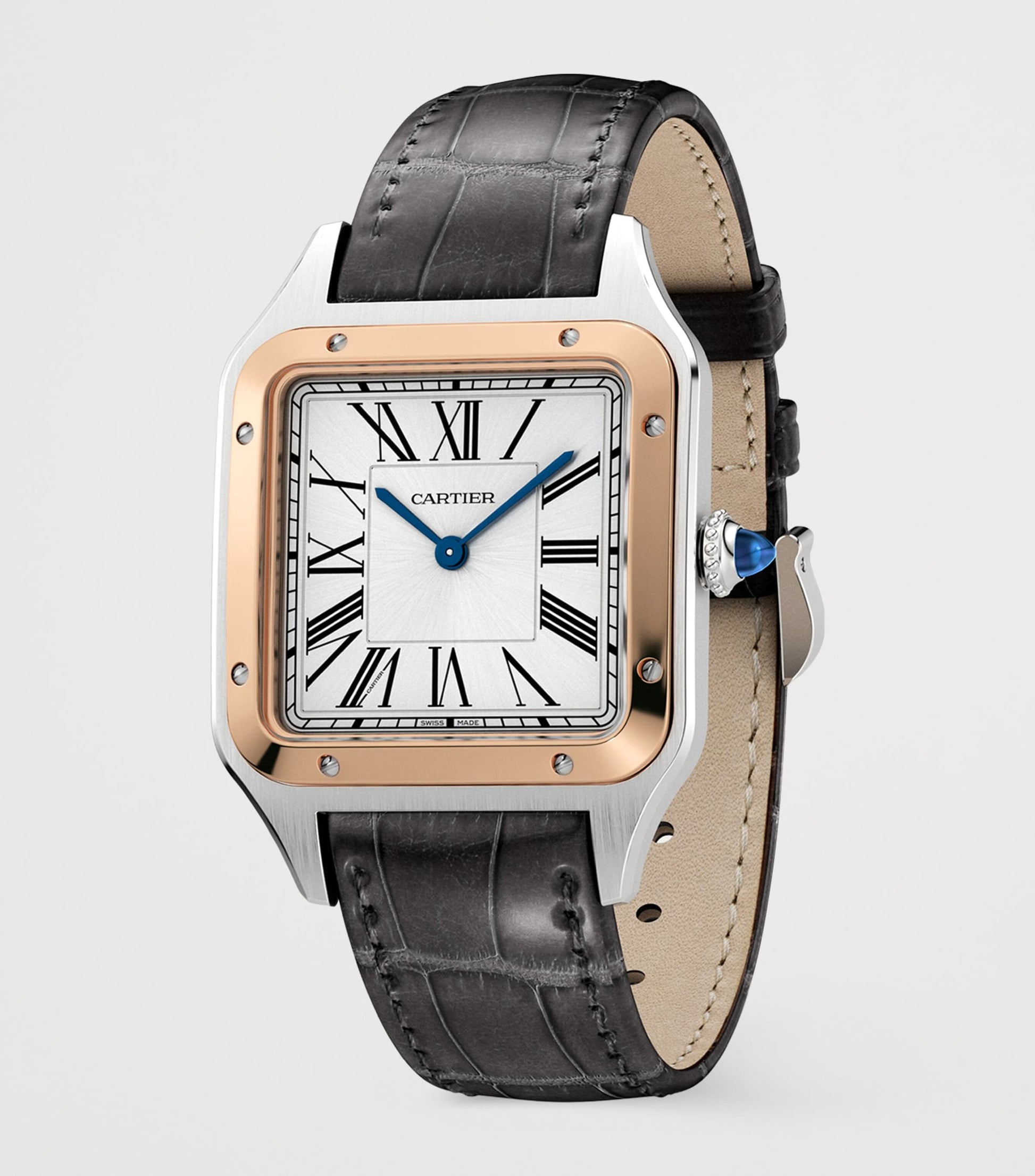 Large Rose Gold and Sapphire Santos-Dumont Watch 31.4mm