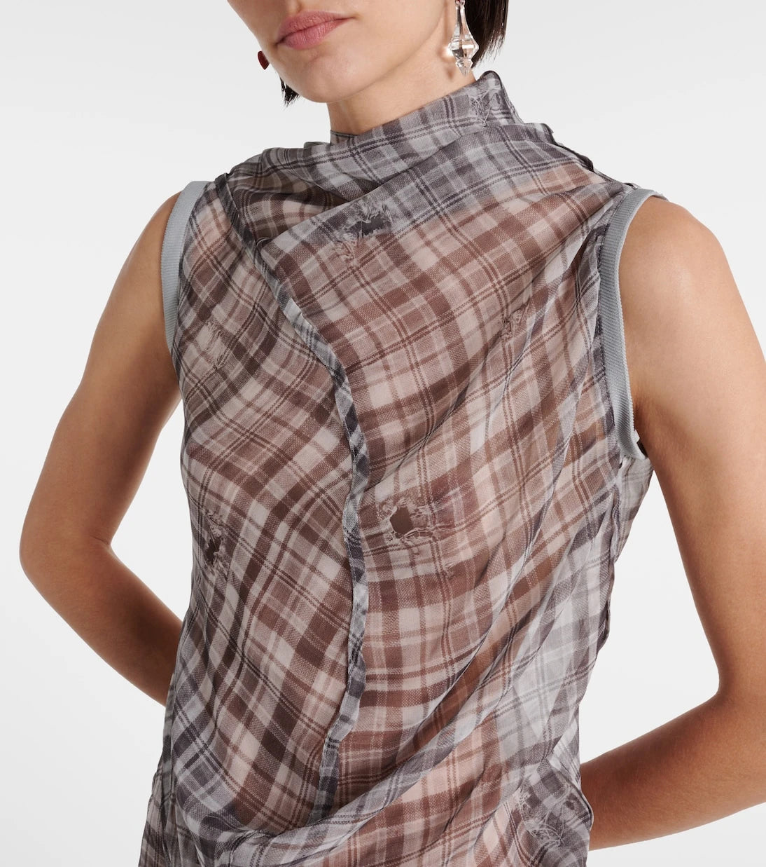 Acne Studios - Dsaam checked draped silk midi dress