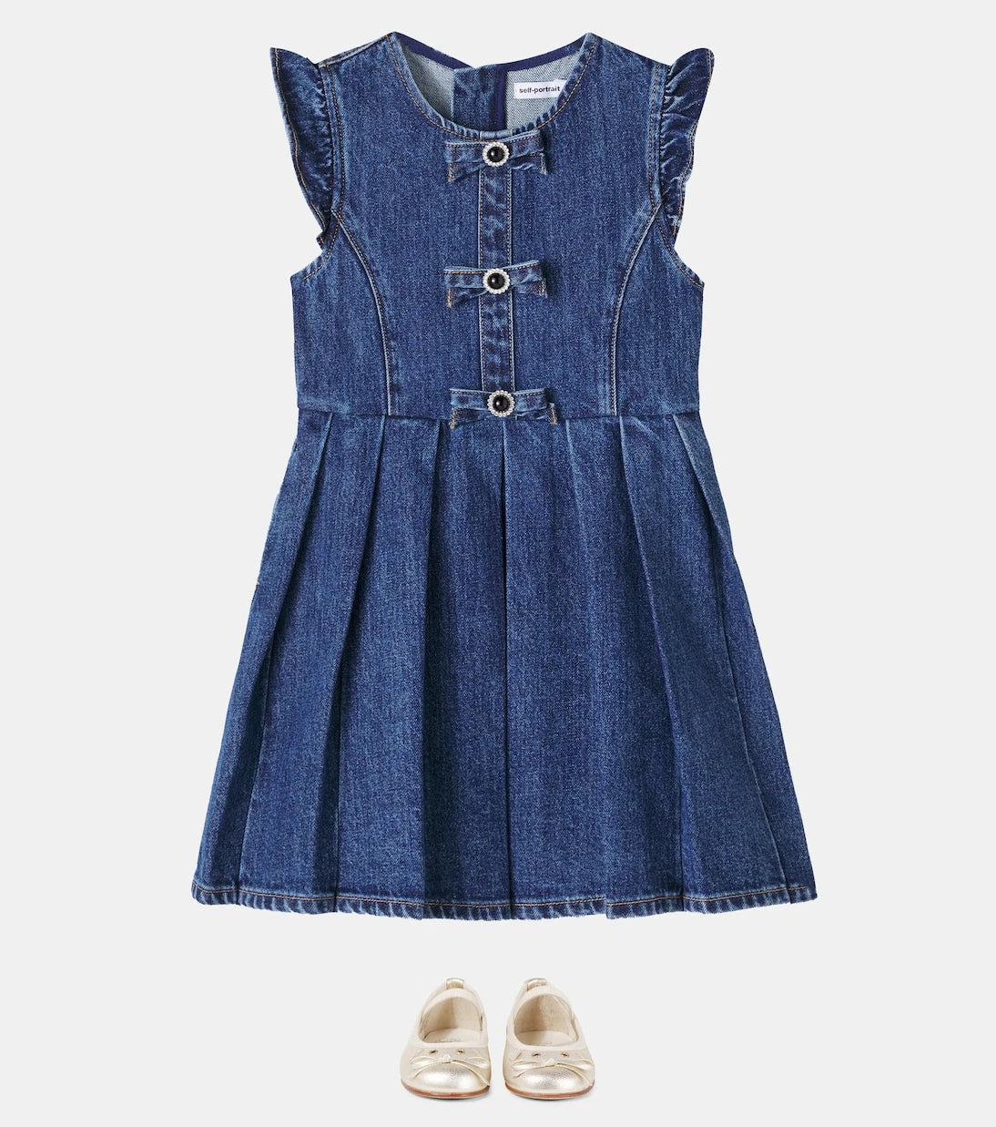 Self-Portrait Kids - Bow-detail denim dress