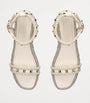 Valentino Garavani White Leather Rockstud Espadrille Sandals 45
