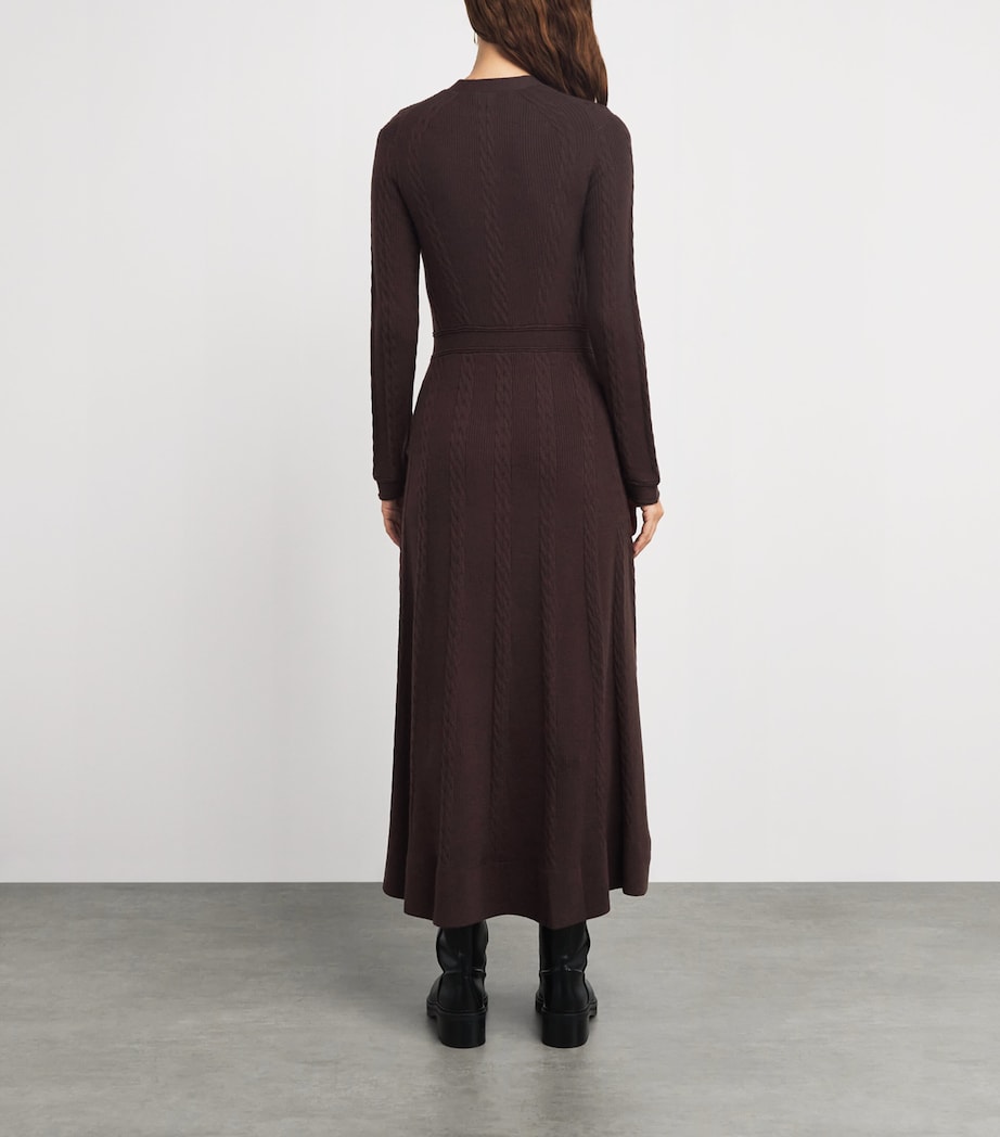 Maje Cable Knit Maxi Dress Brown