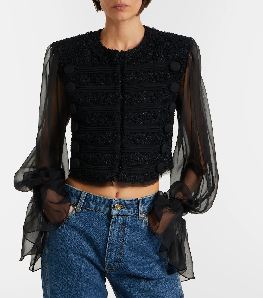 Balmain - Silk-trimmed bouclé jacket