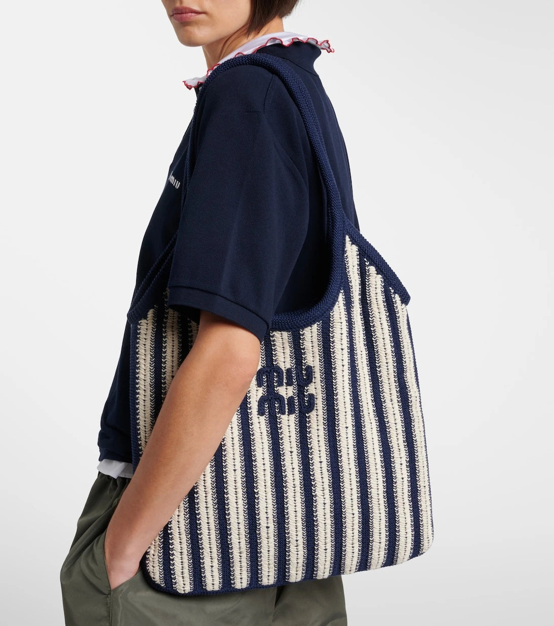 Miu Miu - Ivy striped crochet shoulder bag