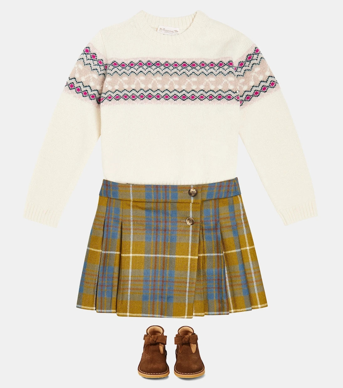 Bonpoint - Talissa checked pleated wool skirt