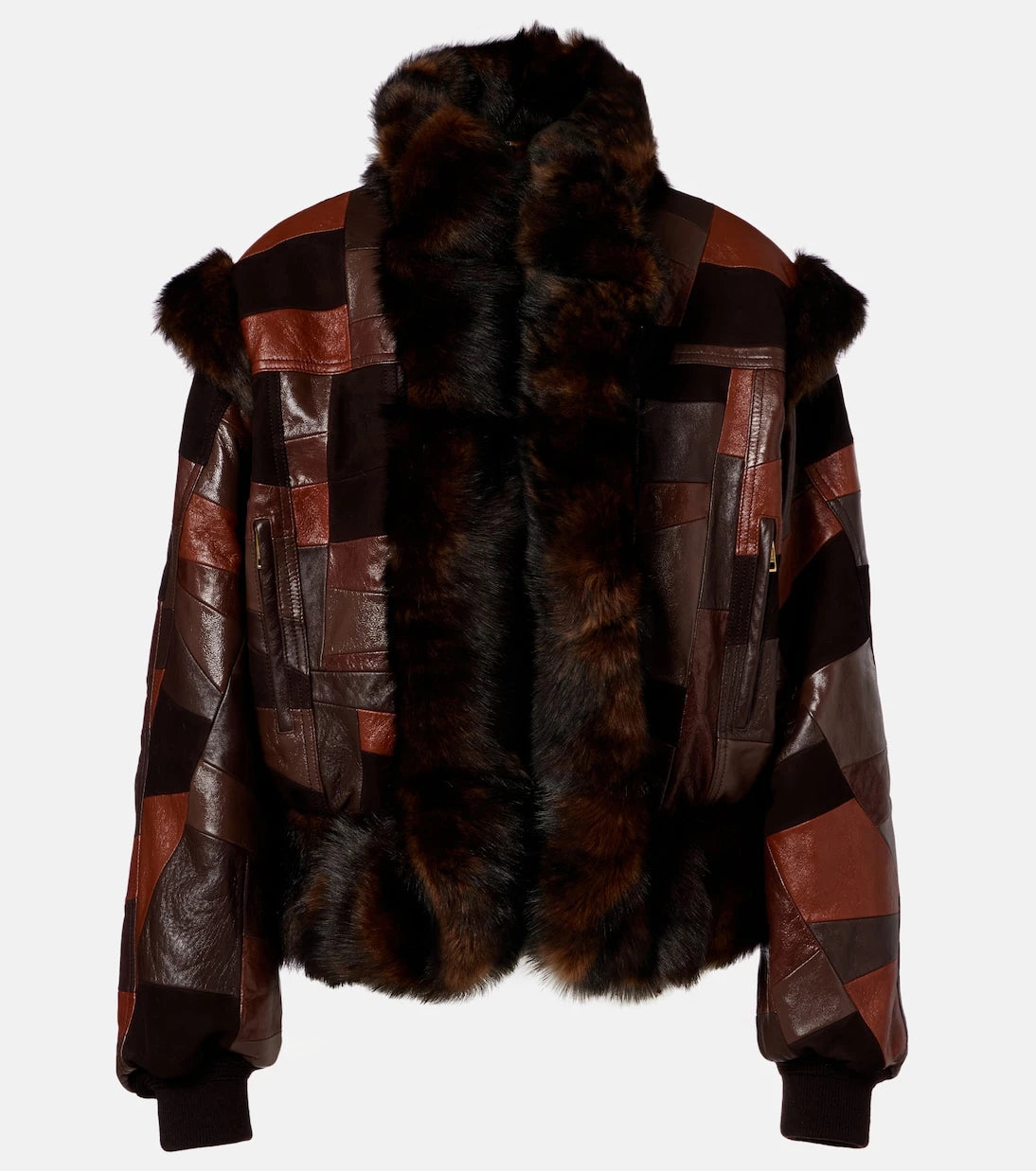 Chloé - Shearling-trimmed leather bomber jacket