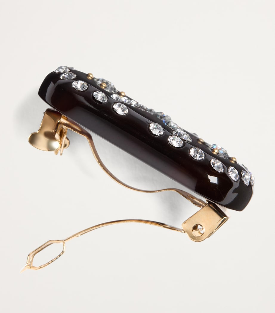 Valentino Garavani Brown Crystal-Embellished V Hair Clip