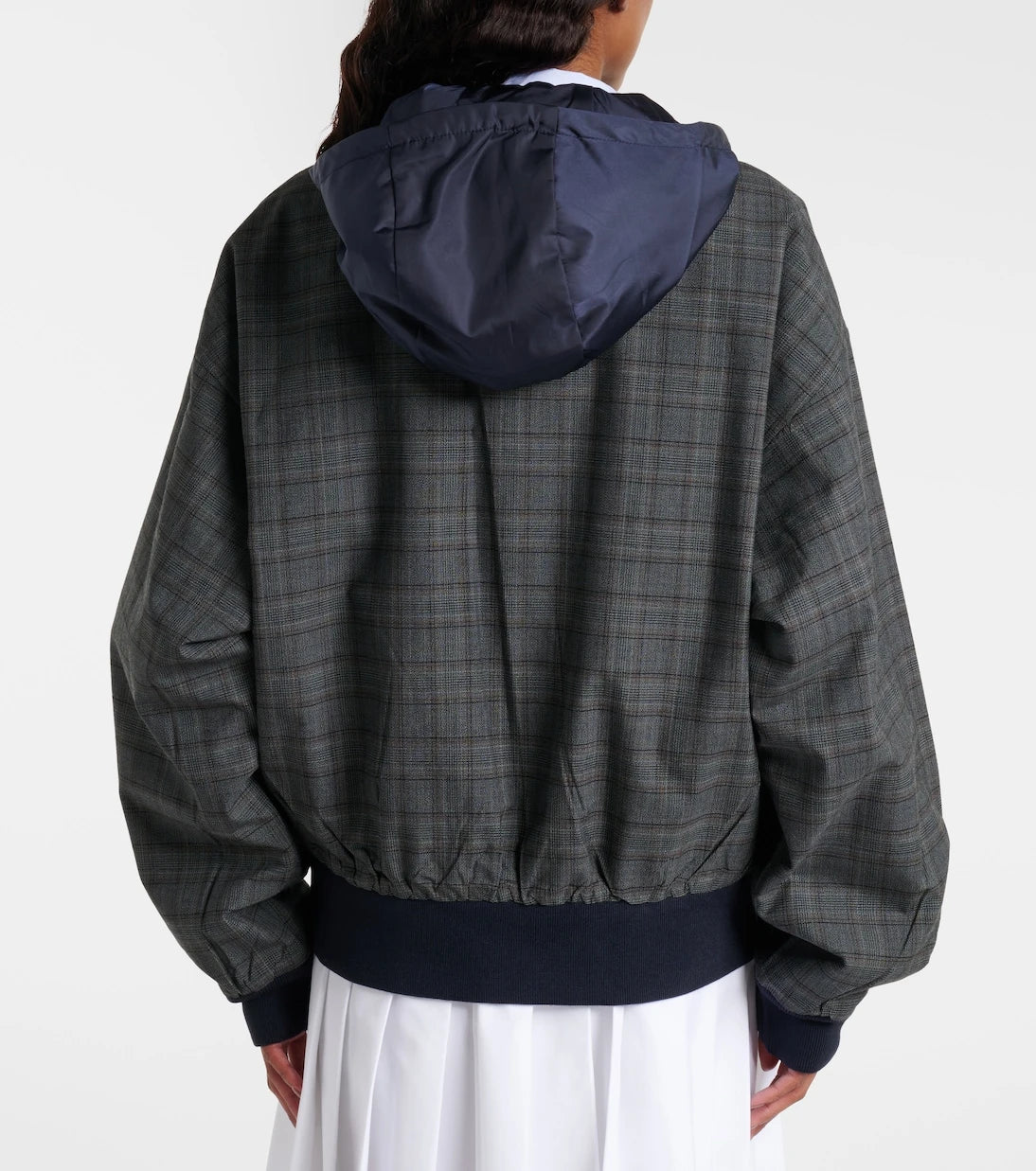 Prada - Checked hooded virgin wool jacket