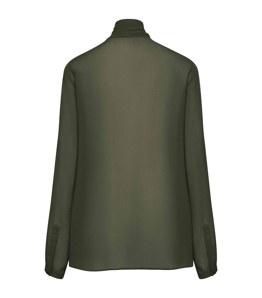 Green Georgette Pussybow Blouse