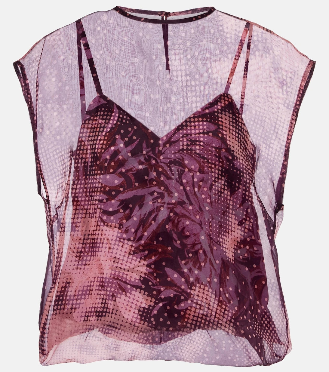 Dries Van Noten - Layered printed silk-blend top