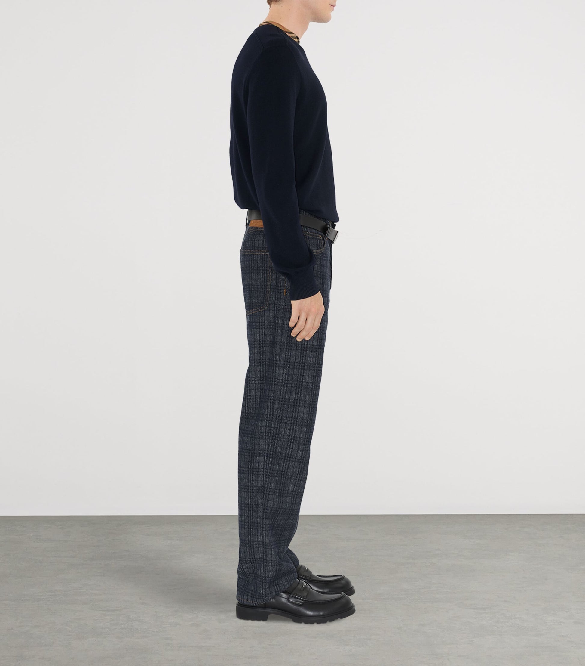 Burberry Black Wool Check-Trim Sweater