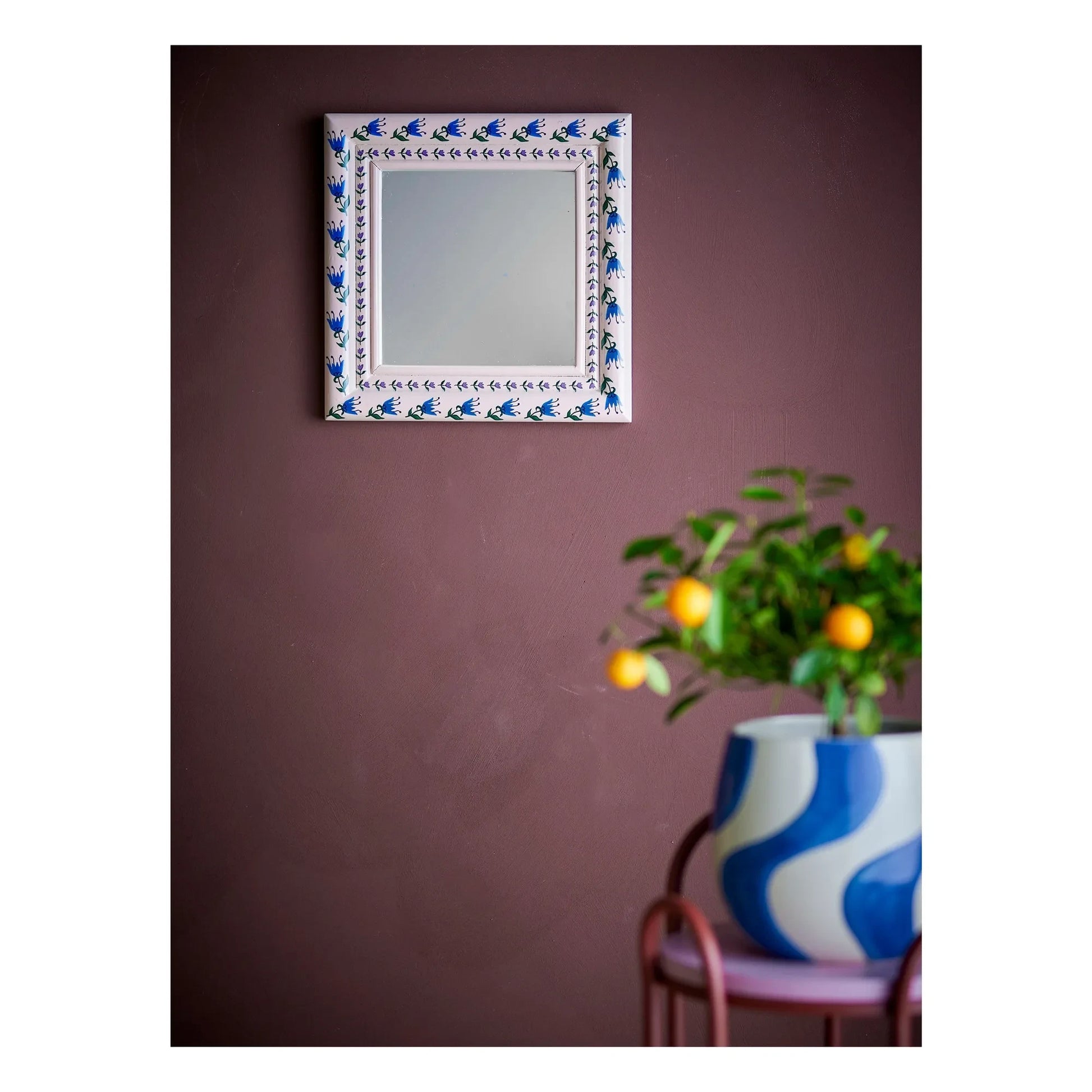 Bloomingville - Badia wall mirror in pine | Pink