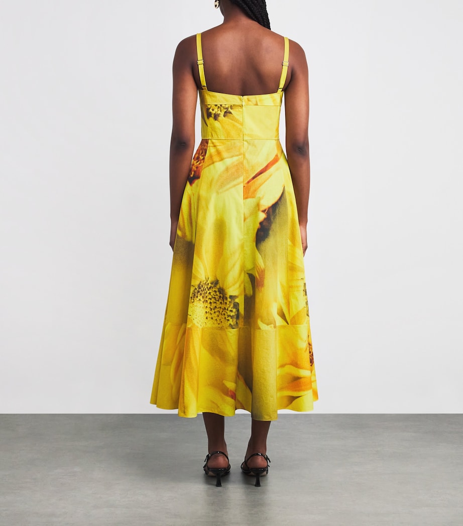 Tory Burch Yellow Stretch-Cotton Bee Midi Dress