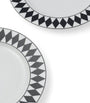 Set of 2 Porcelain Chequerboard Dessert Plates (22cm)