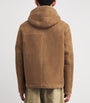 Yves Salomon Beige Shearling Reversible Hooded Jacket