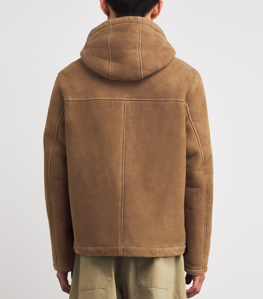 Yves Salomon Beige Shearling Reversible Hooded Jacket