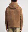 Yves Salomon Beige Shearling Reversible Hooded Jacket
