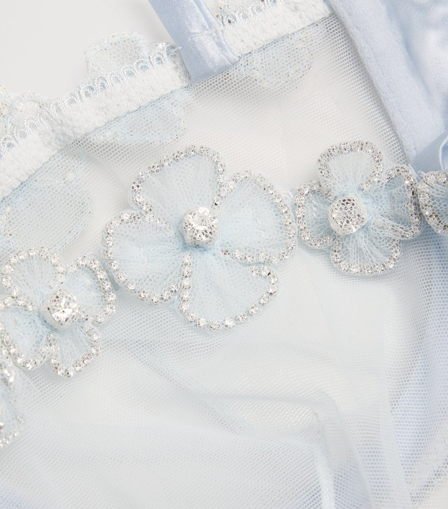 Blue Silk-Blend Chouchou Balconette Bra