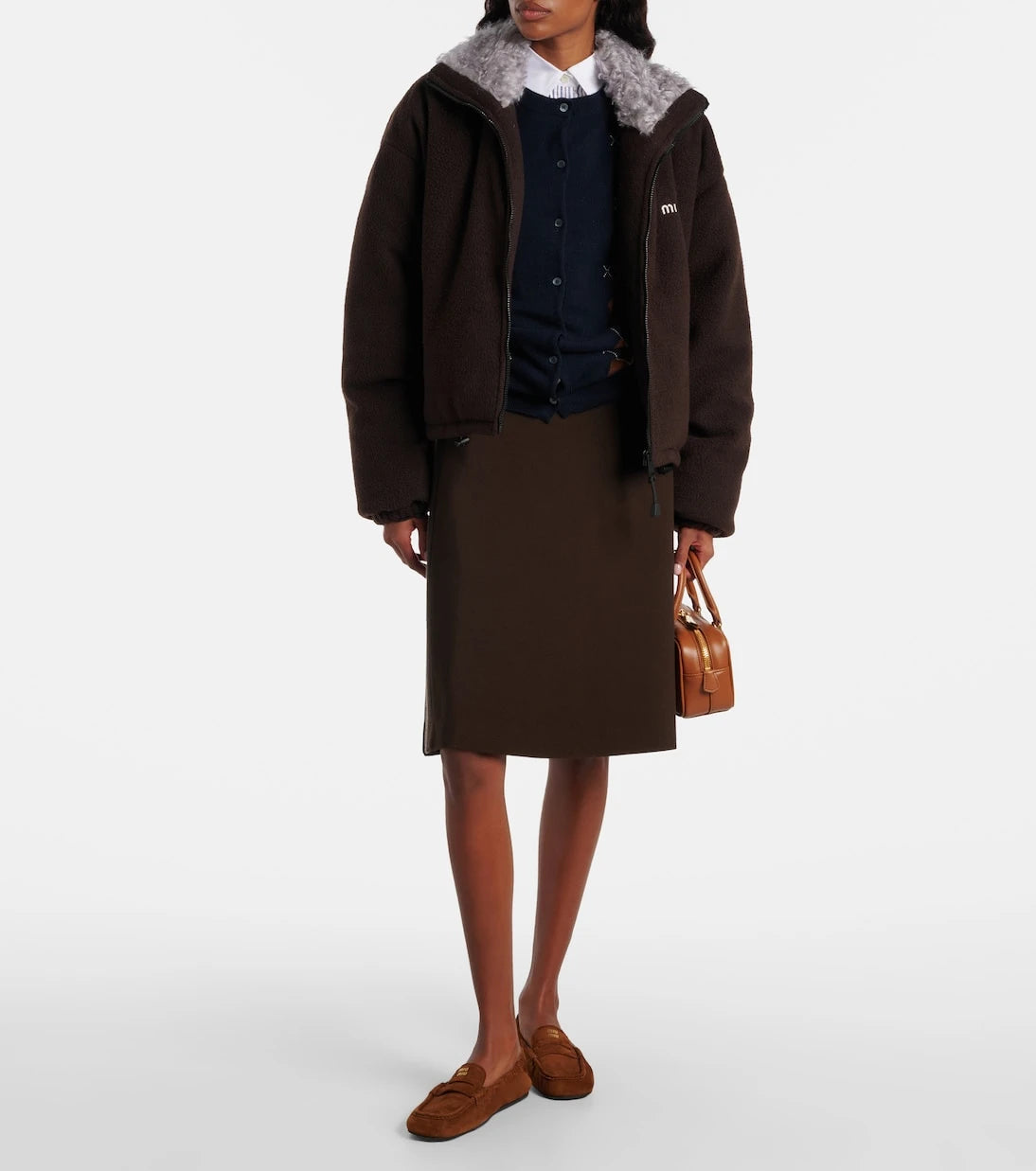 Miu Miu - Logo gabardine bomber jacket
