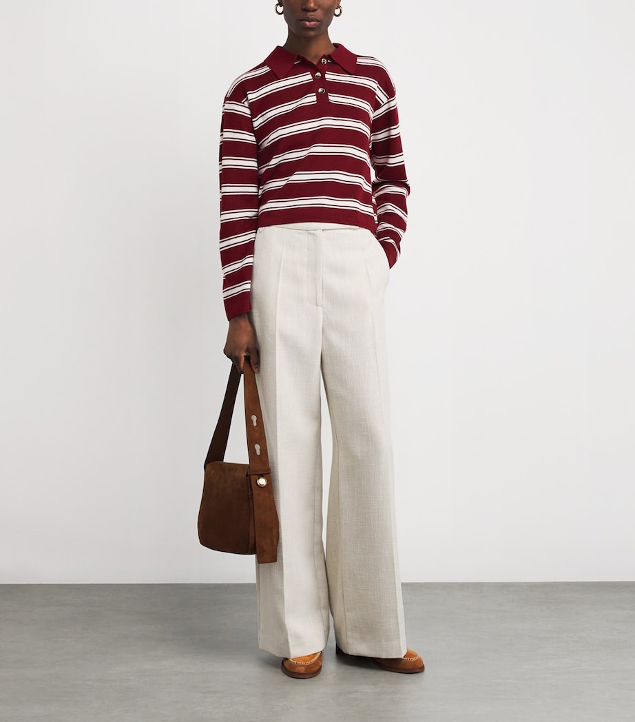 Sandro Paris Red Wool-Blend Polo Sweater