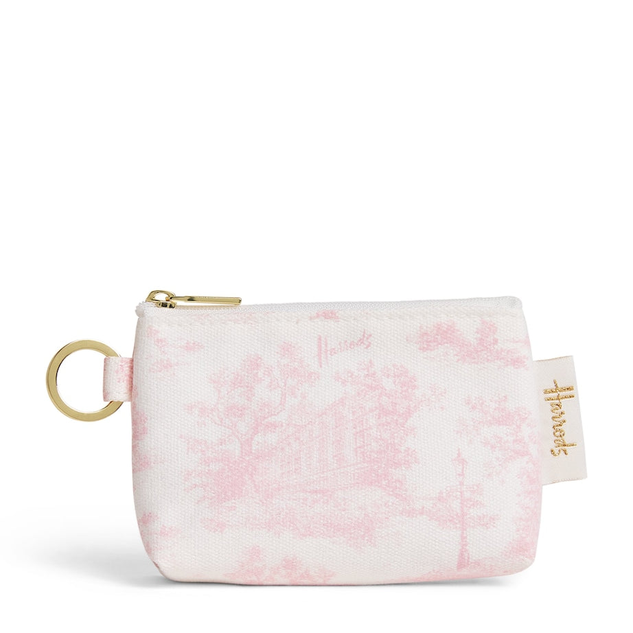 Harrods Pink Cotton Toile Keyring Coin Purse