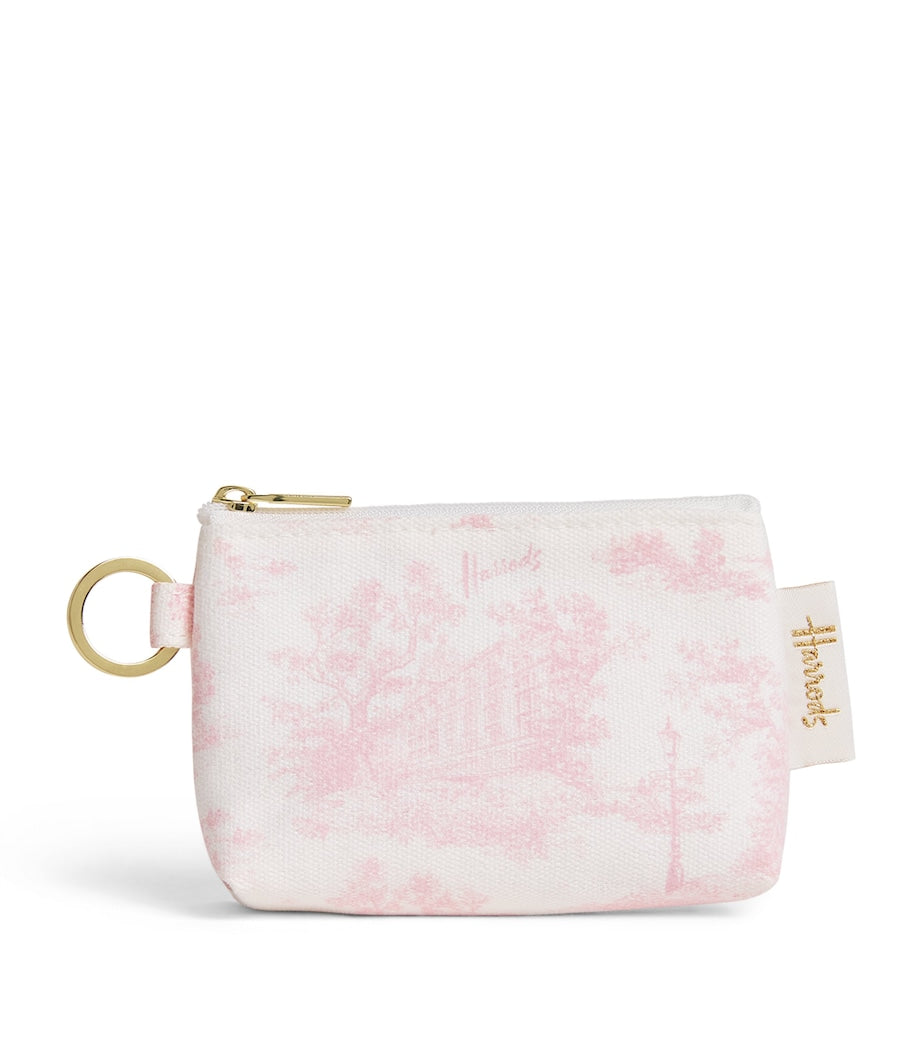 Harrods Pink Cotton Toile Keyring Coin Purse