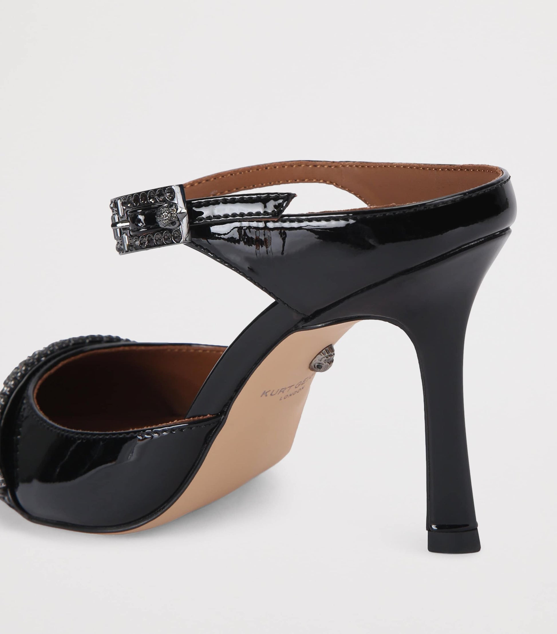 Patent Leather Embellished Strass Point Mules 90