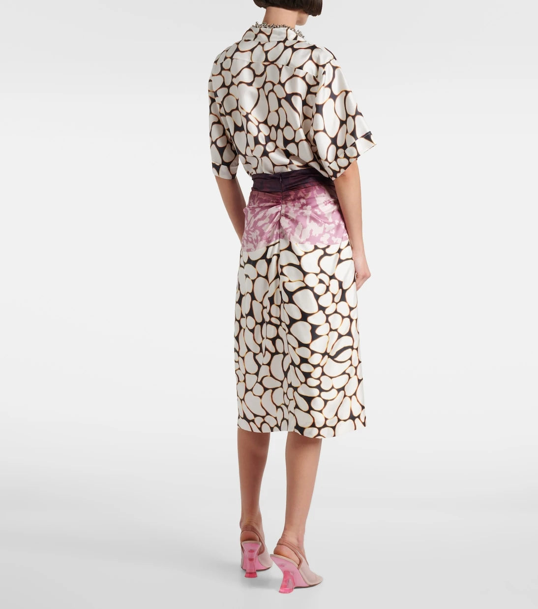 Dries Van Noten - Printed silk midi skirt