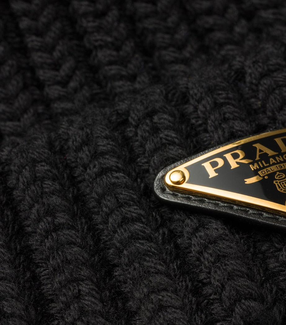 Black Wool Triangle Beanie