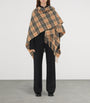 Beige Wool-Cashmere Check Cape