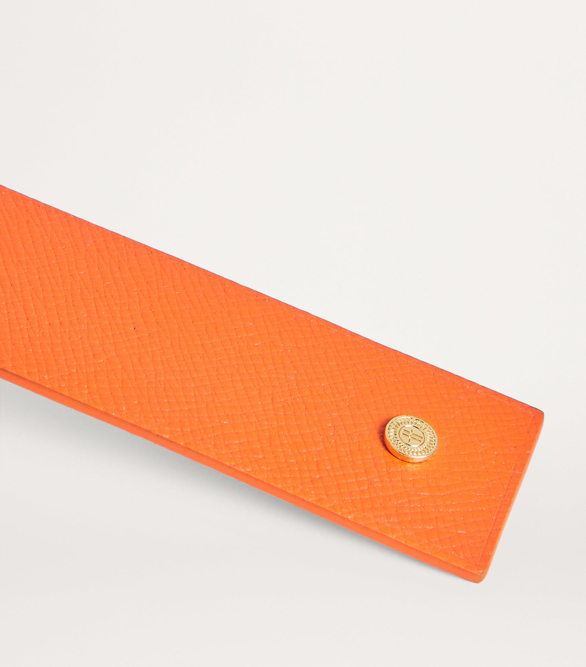 Leather Embossed-Logo Bookmark ORANGE