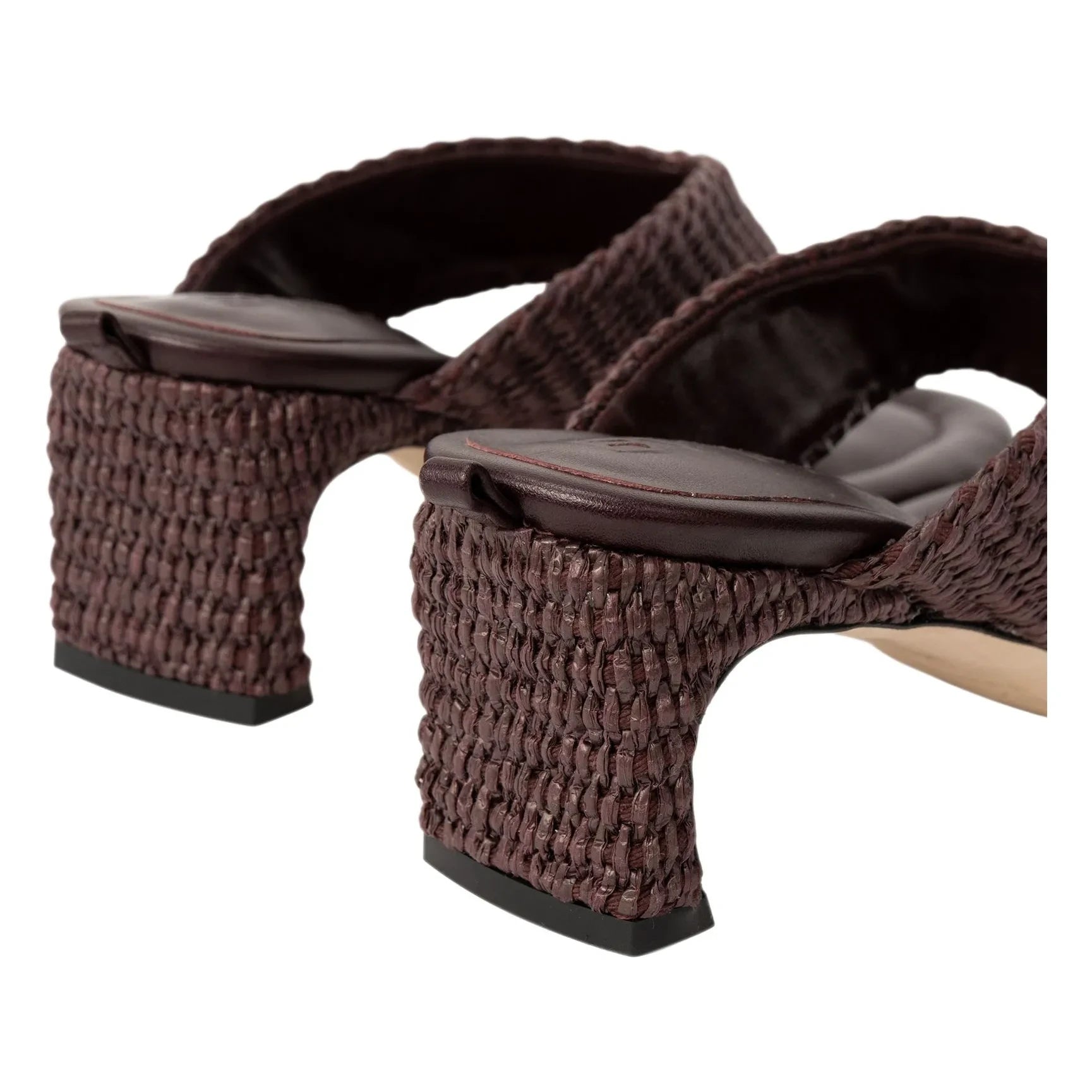 BY FAR - Dasha Leather and Raphia Sandals | Burgundy