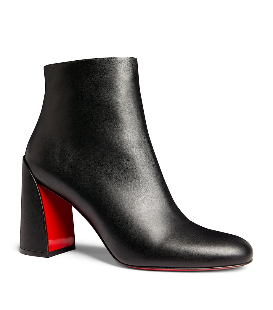 Christian Louboutin Black Turela Leather Ankle Boots 85