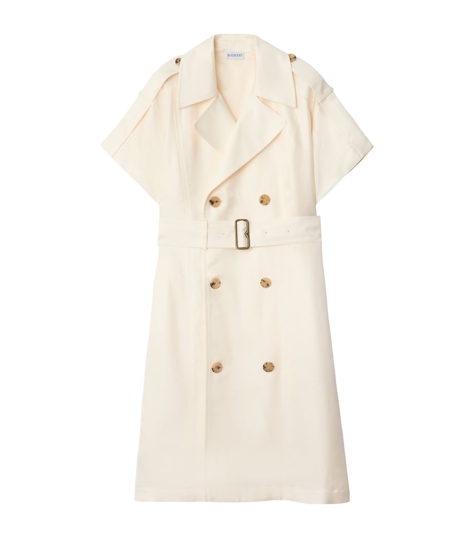 Burberry White Belted Trench Midi Dress