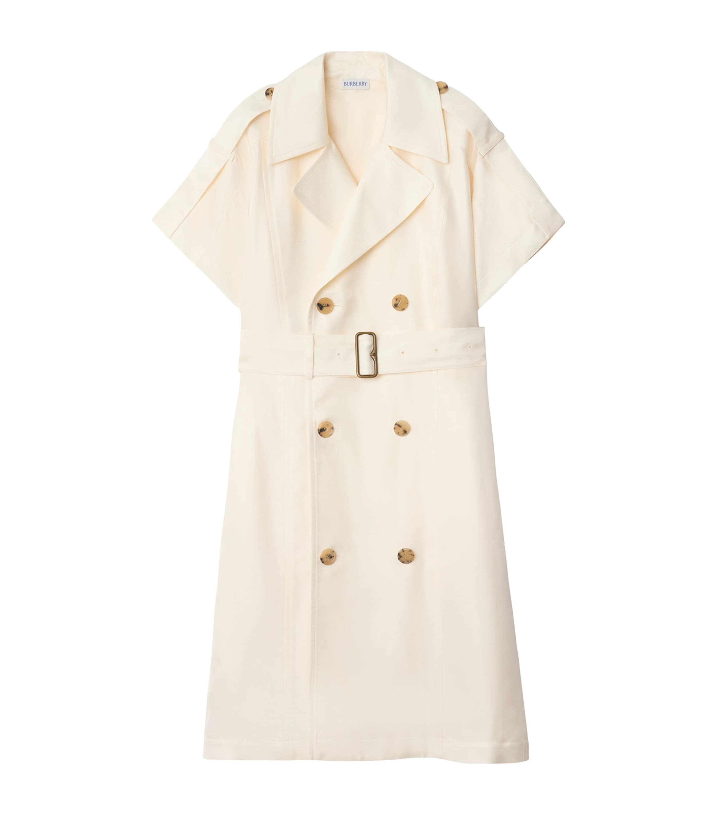Burberry White Belted Trench Midi Dress