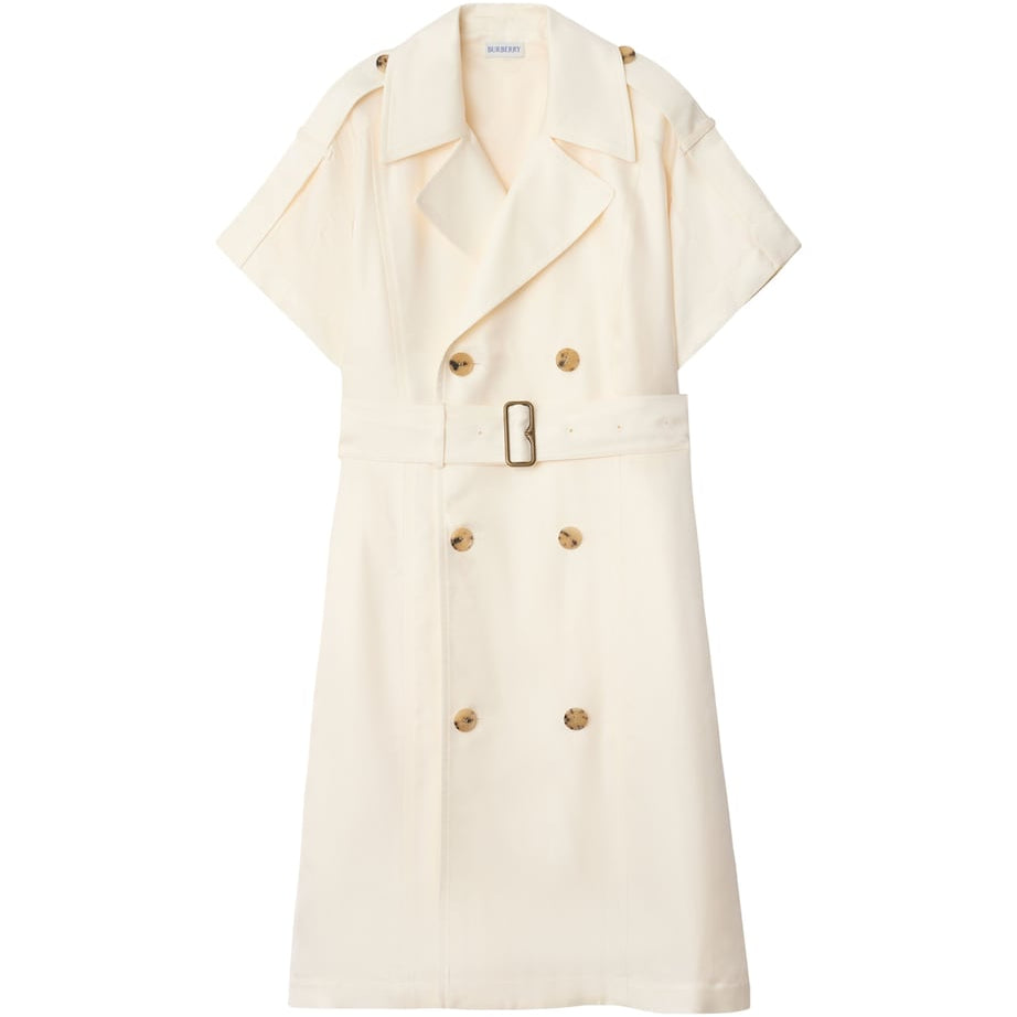 Burberry White Belted Trench Midi Dress