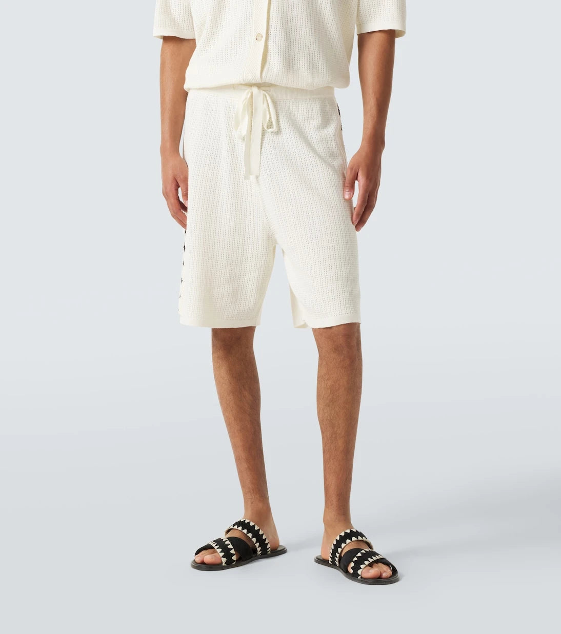 Commas - Crochet cotton and hemp Bermuda shorts