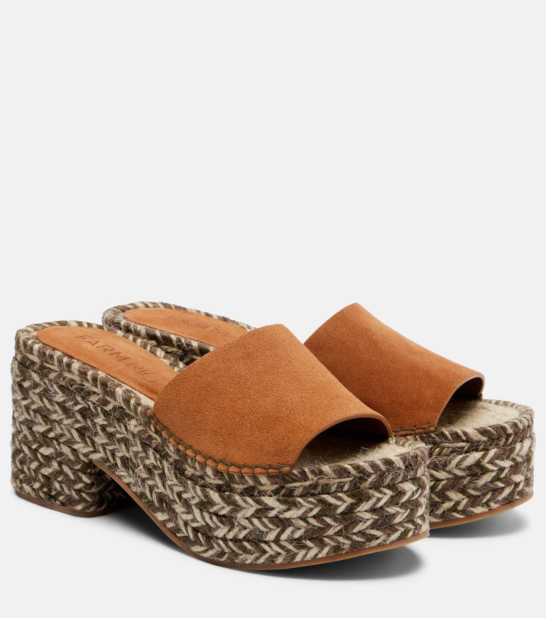 Farm Rio - Suede platform espadrille slides