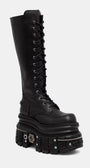 New Rock ботуши под коляното дамски от кожа ITALI NEGRO, IMPERFECT TANK NEGRO E-34