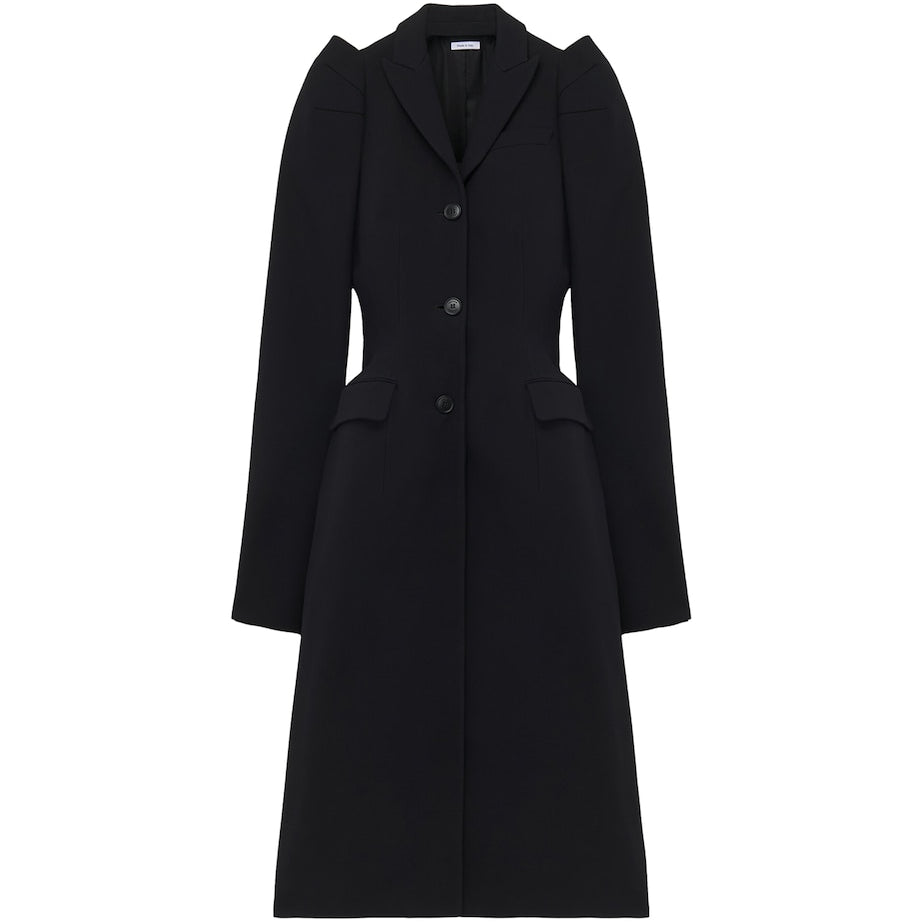 McQueen Black Wool-Blend Structured Coat