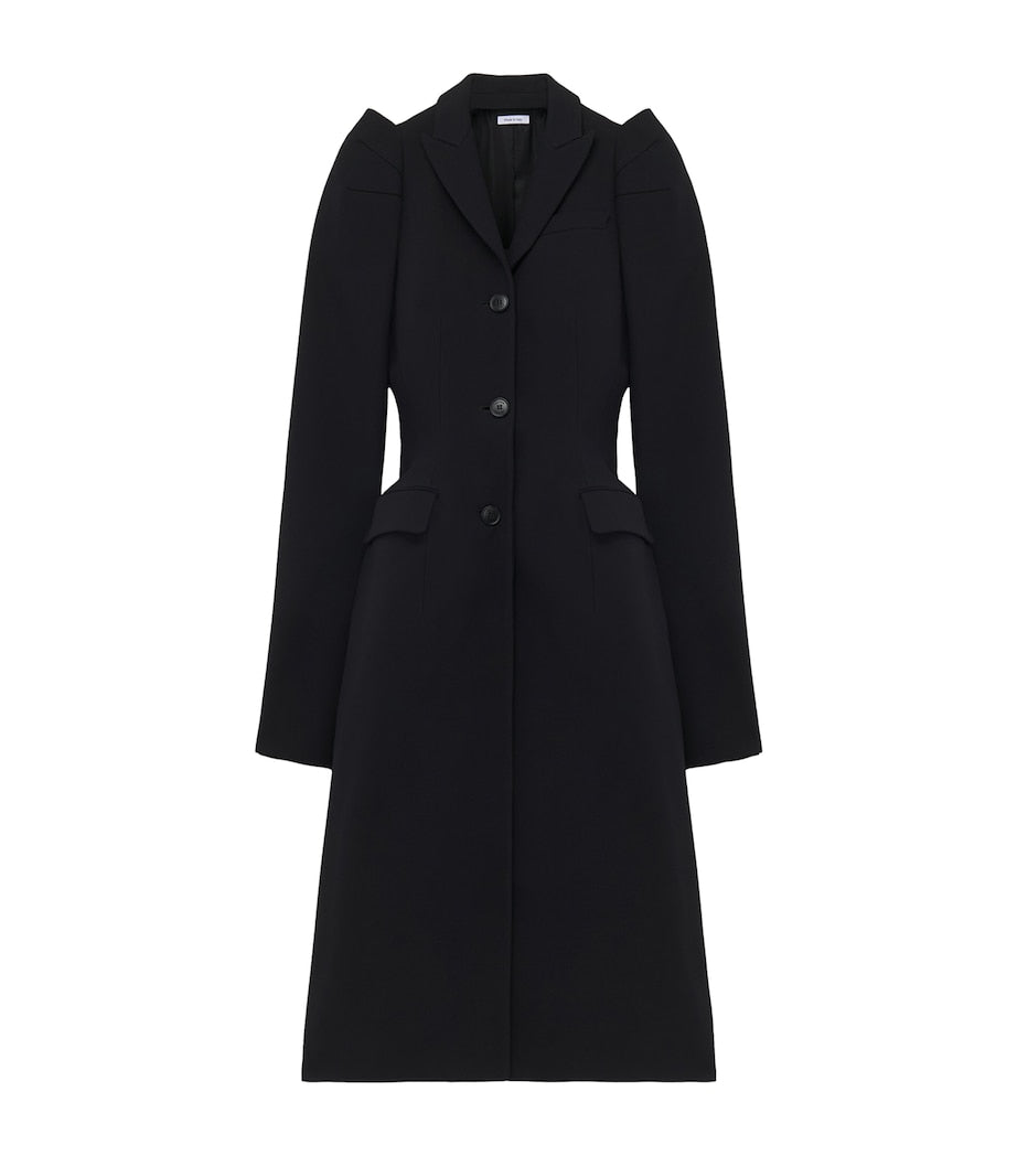 McQueen Black Wool-Blend Structured Coat