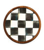 Set of 4 Wood Courtly Check Coasters BLACK