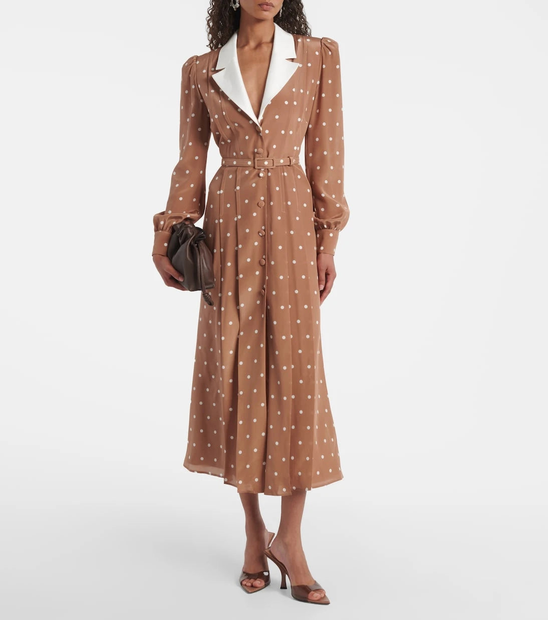 Alessandra Rich - Polka-dot silk satin shirt dress