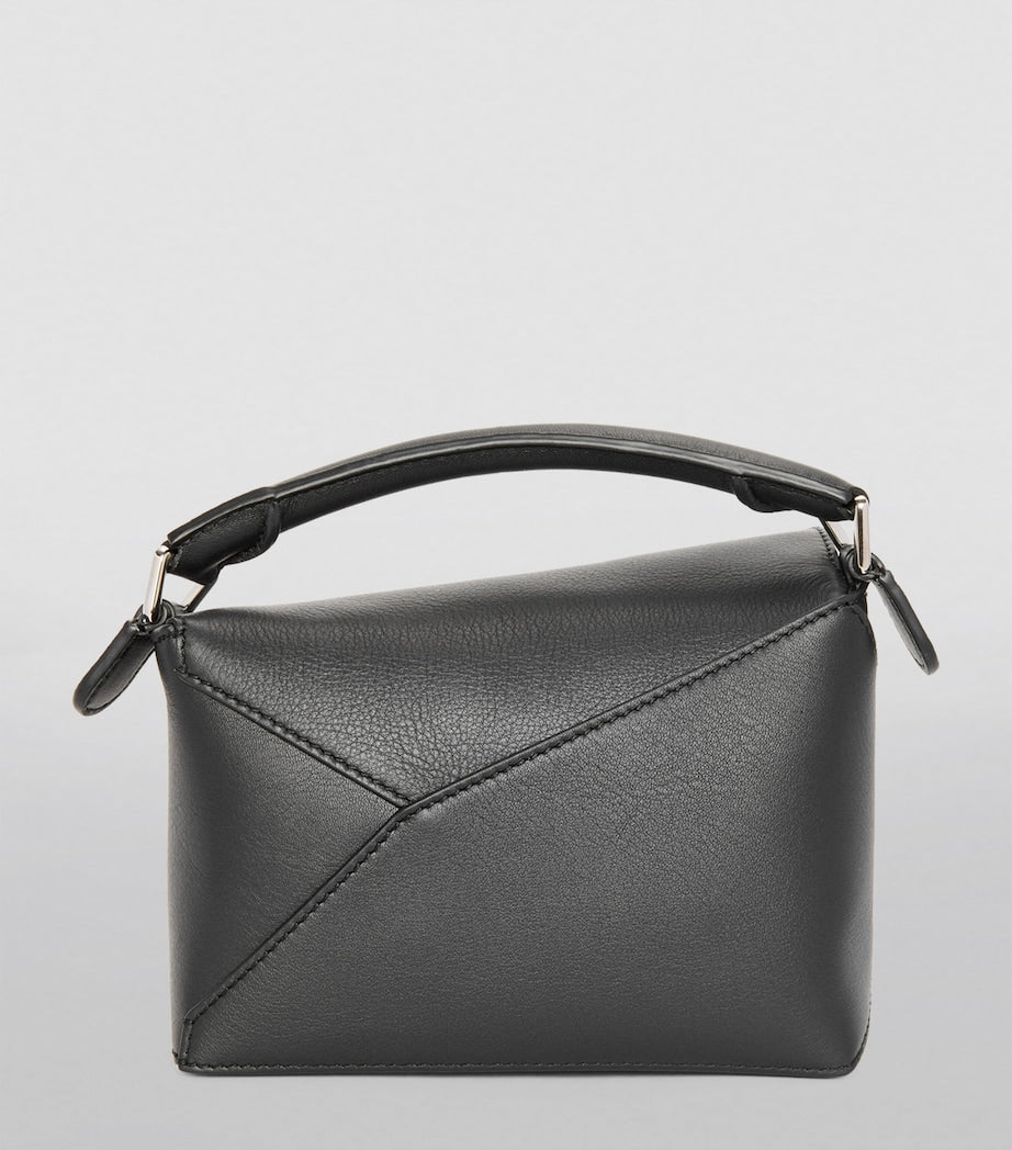 Mini Leather Puzzle Edge Top-Handle Bag BLACK
