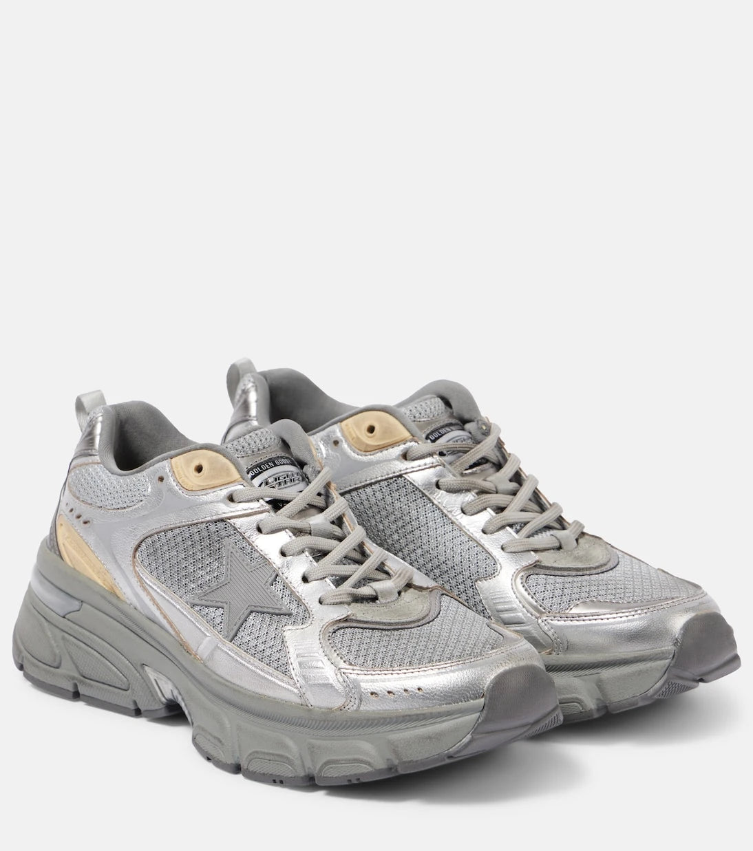 Golden Goose - Lightstar metallic leather and mesh sneakers