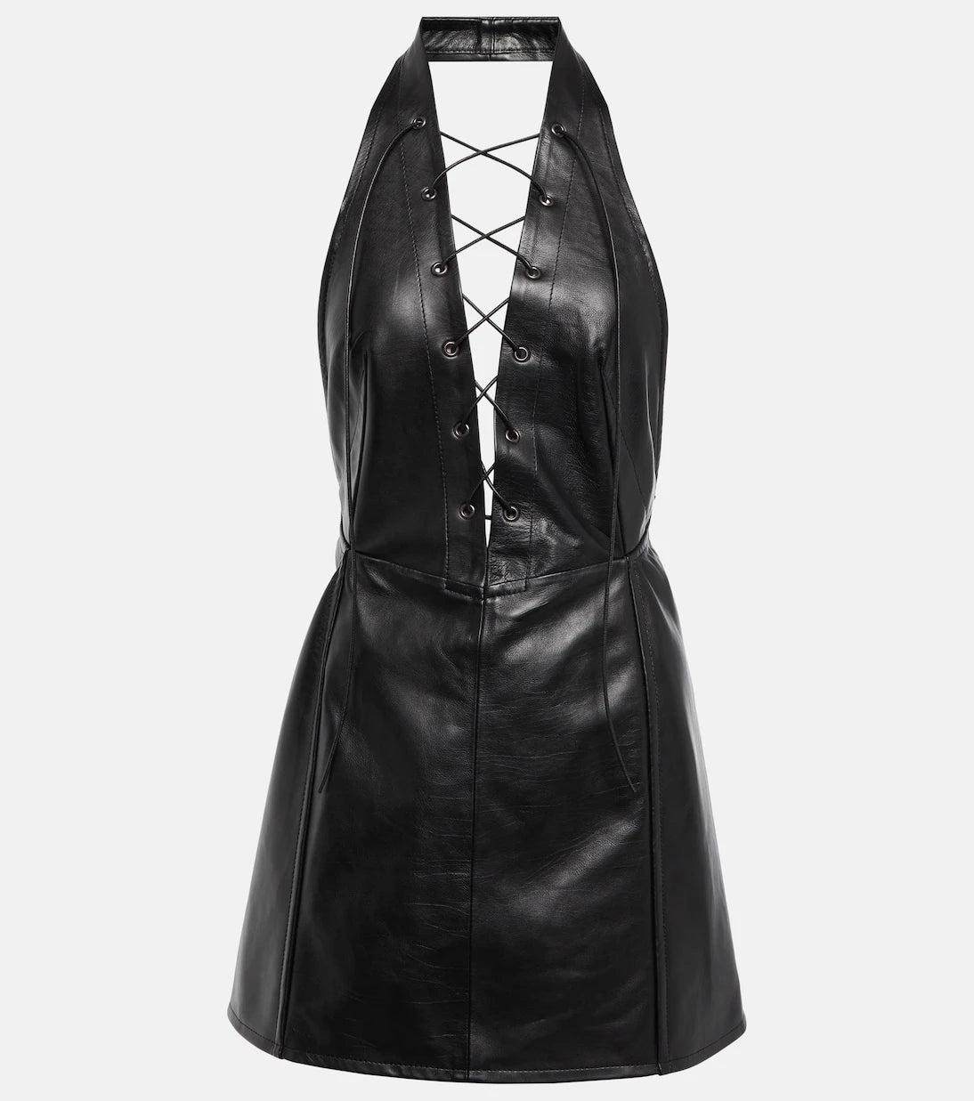 Petar Petrov - Atkins V-neck leather mini dress