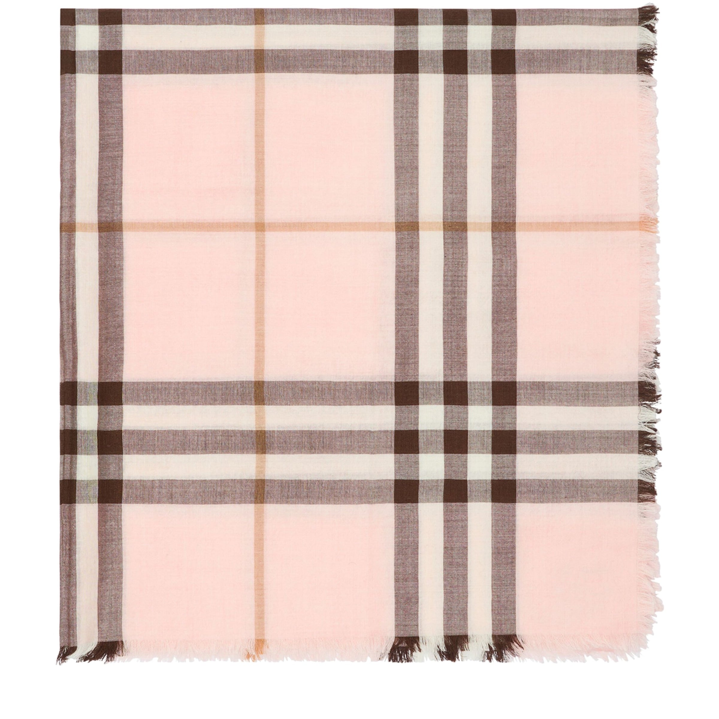Burberry Pink Wool-Silk Reversible Check Scarf